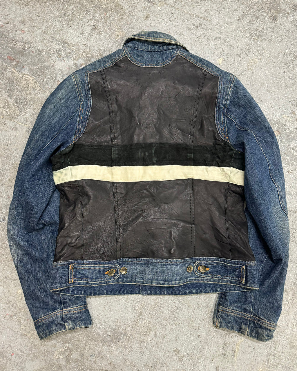 FW2005 Dolce & Gabbana Racer Leather Denim Jacket (M)