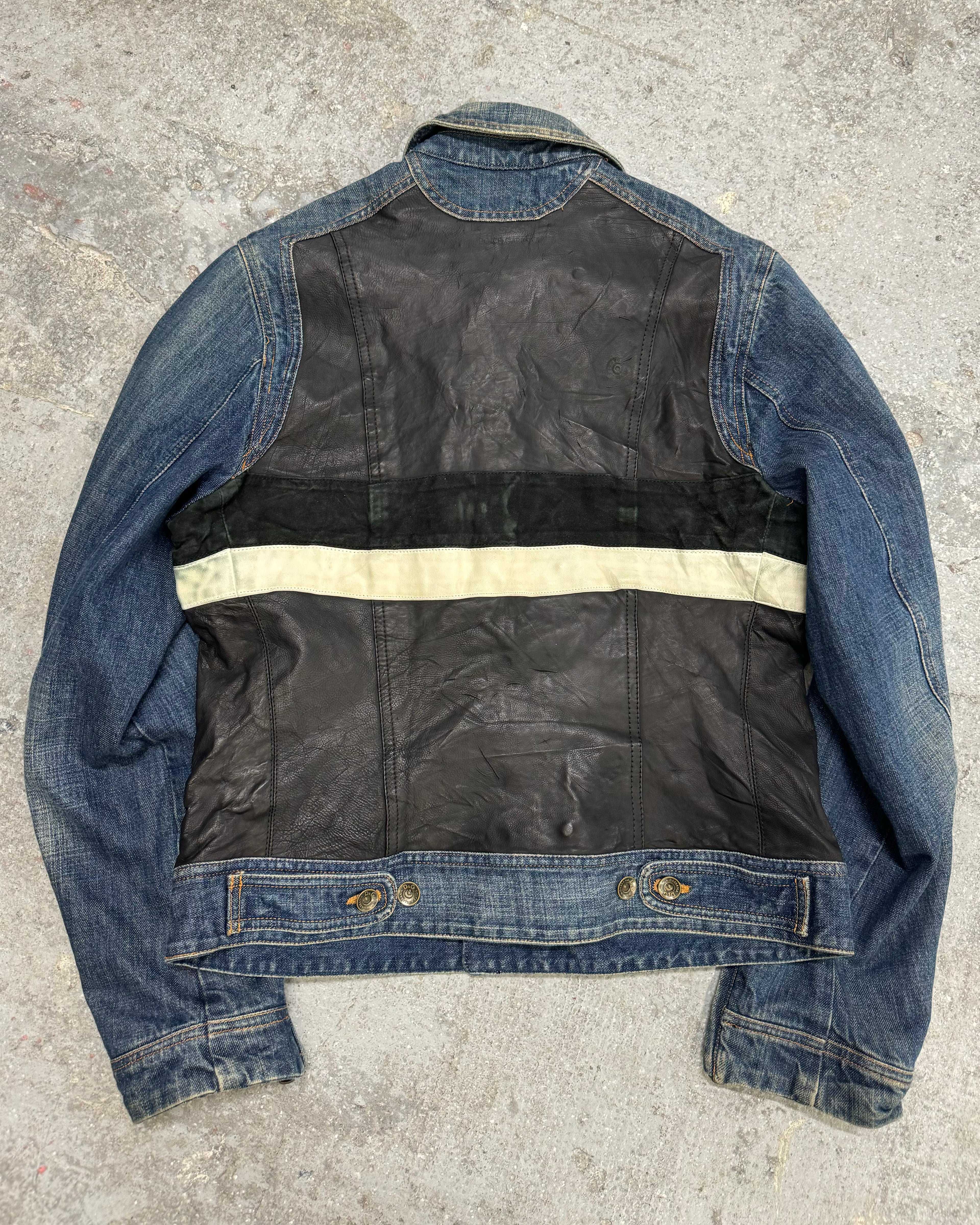 FW2005 Dolce & Gabbana Racer Leather Denim Jacket (M)