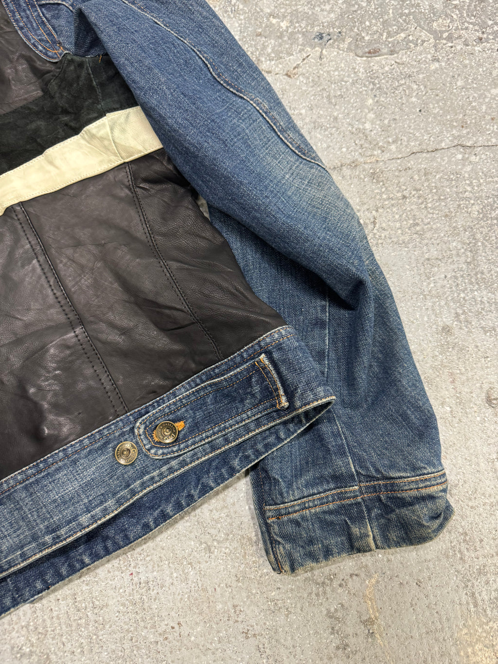 FW2005 Dolce & Gabbana Racer Leather Denim Jacket (M)