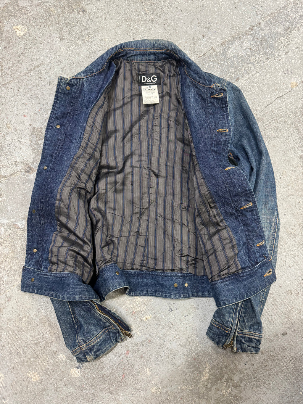 FW2005 Dolce & Gabbana Racer Leather Denim Jacket (M)