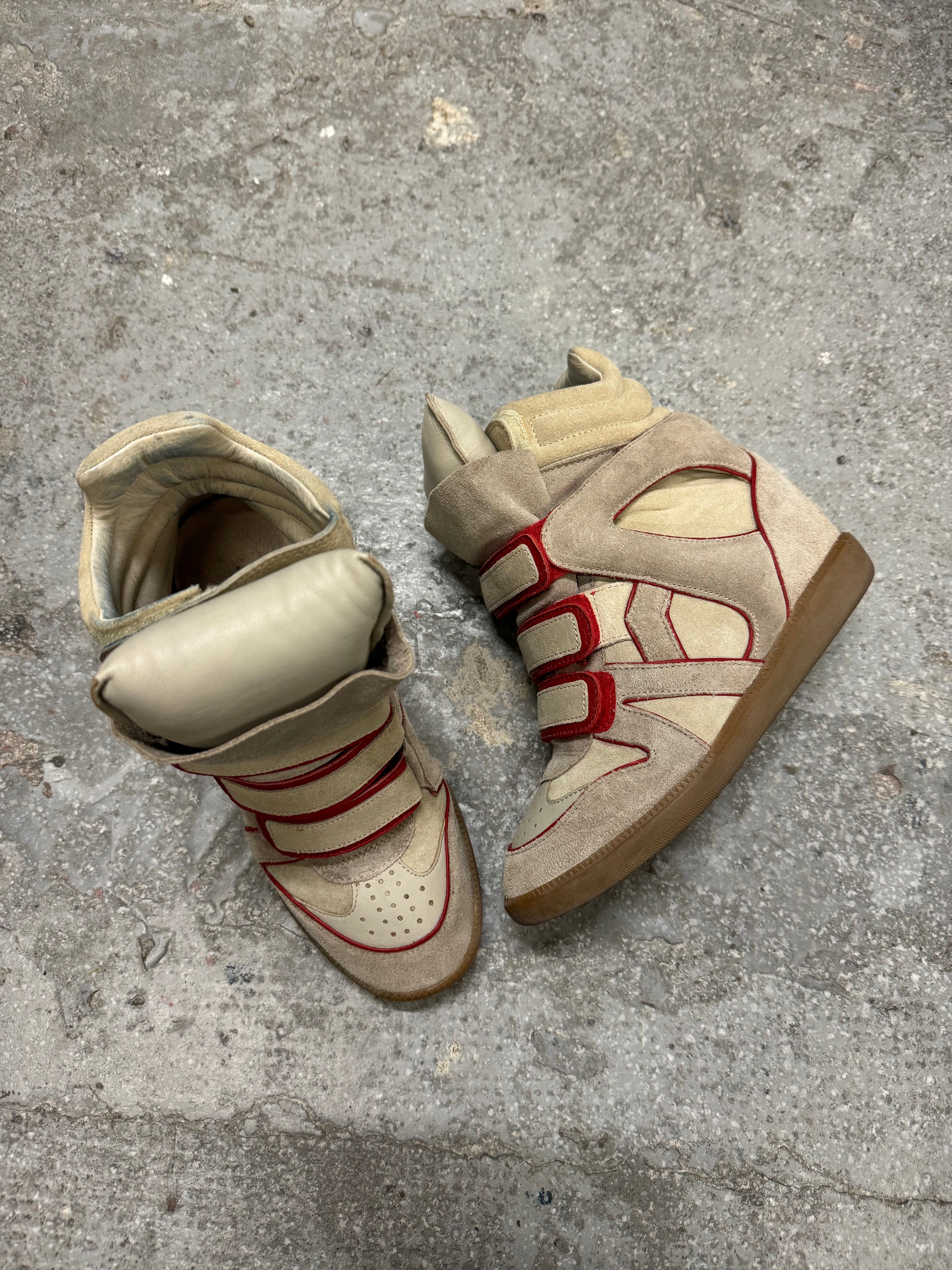 Isabel Marant High Bekett Beige & Red Gum Shoes (OS)