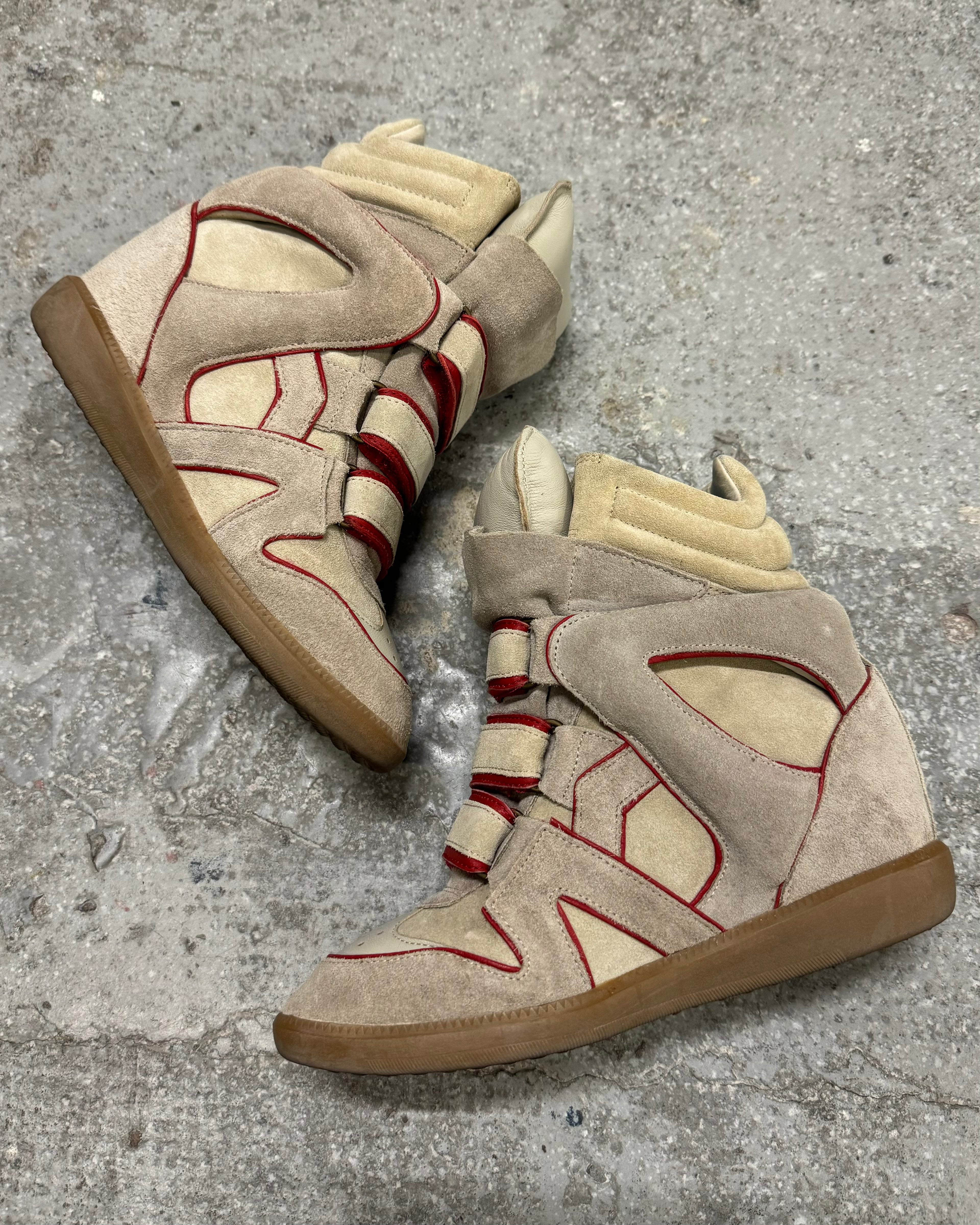 Isabel Marant High Bekett Beige & Red Gum Shoes (OS)