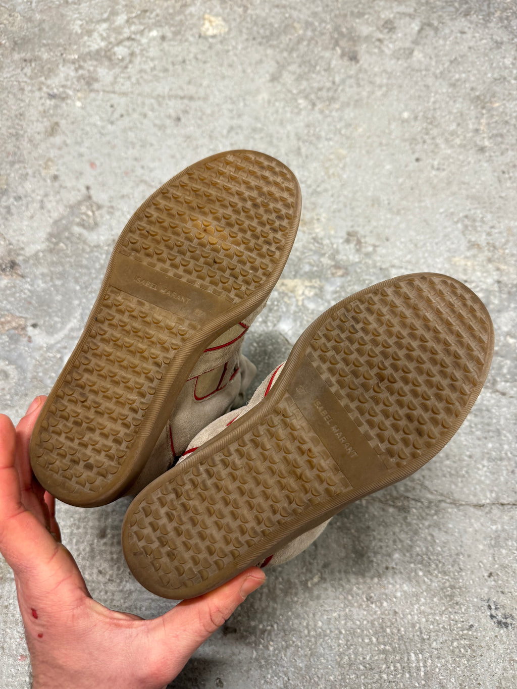 Isabel Marant High Bekett Beige & Red Gum Shoes (OS)