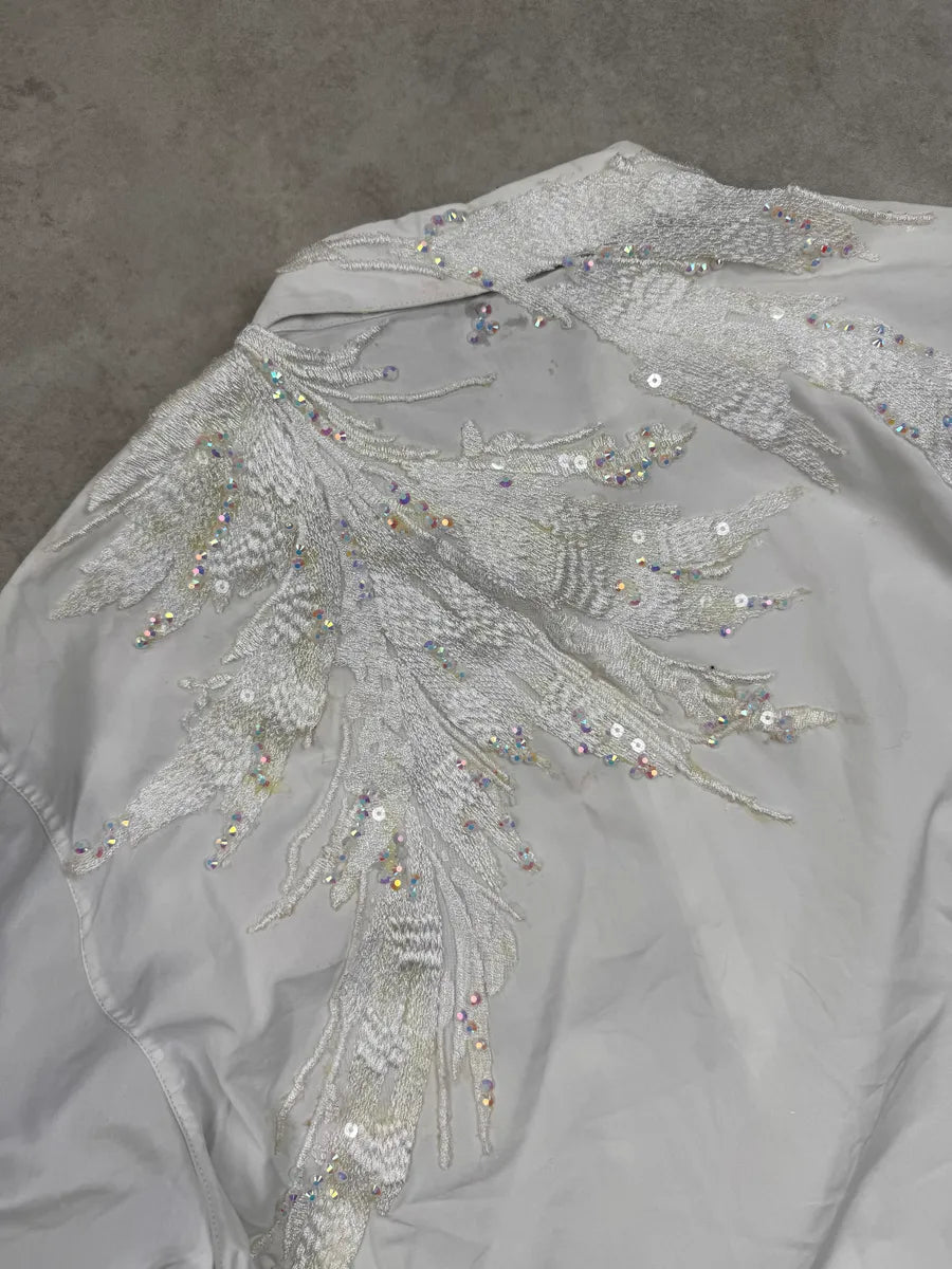 2010s Kris Van Assche White Embellished Short Sleeves Shirt sGGIcphY 7