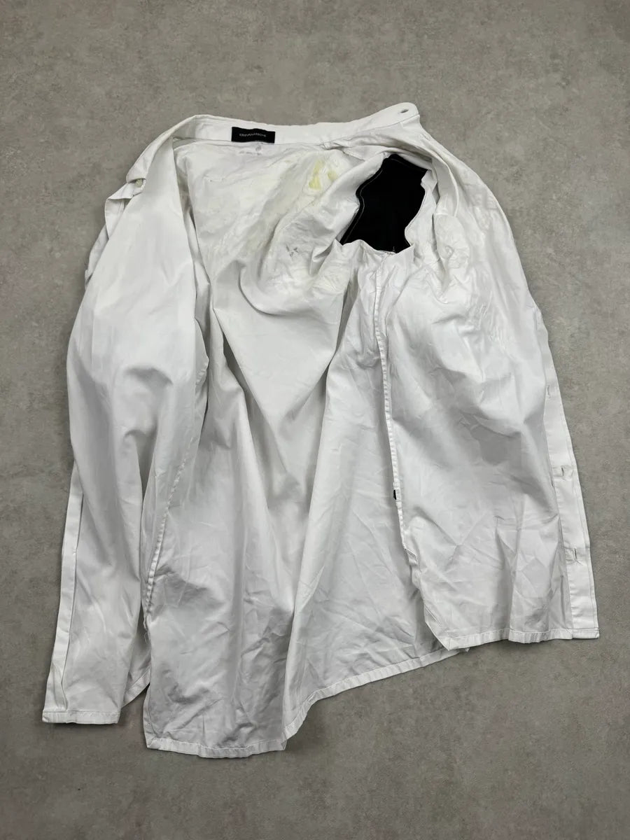 2010s Kris Van Assche White Embellished Short Sleeves Shirt sGGIcphY 5