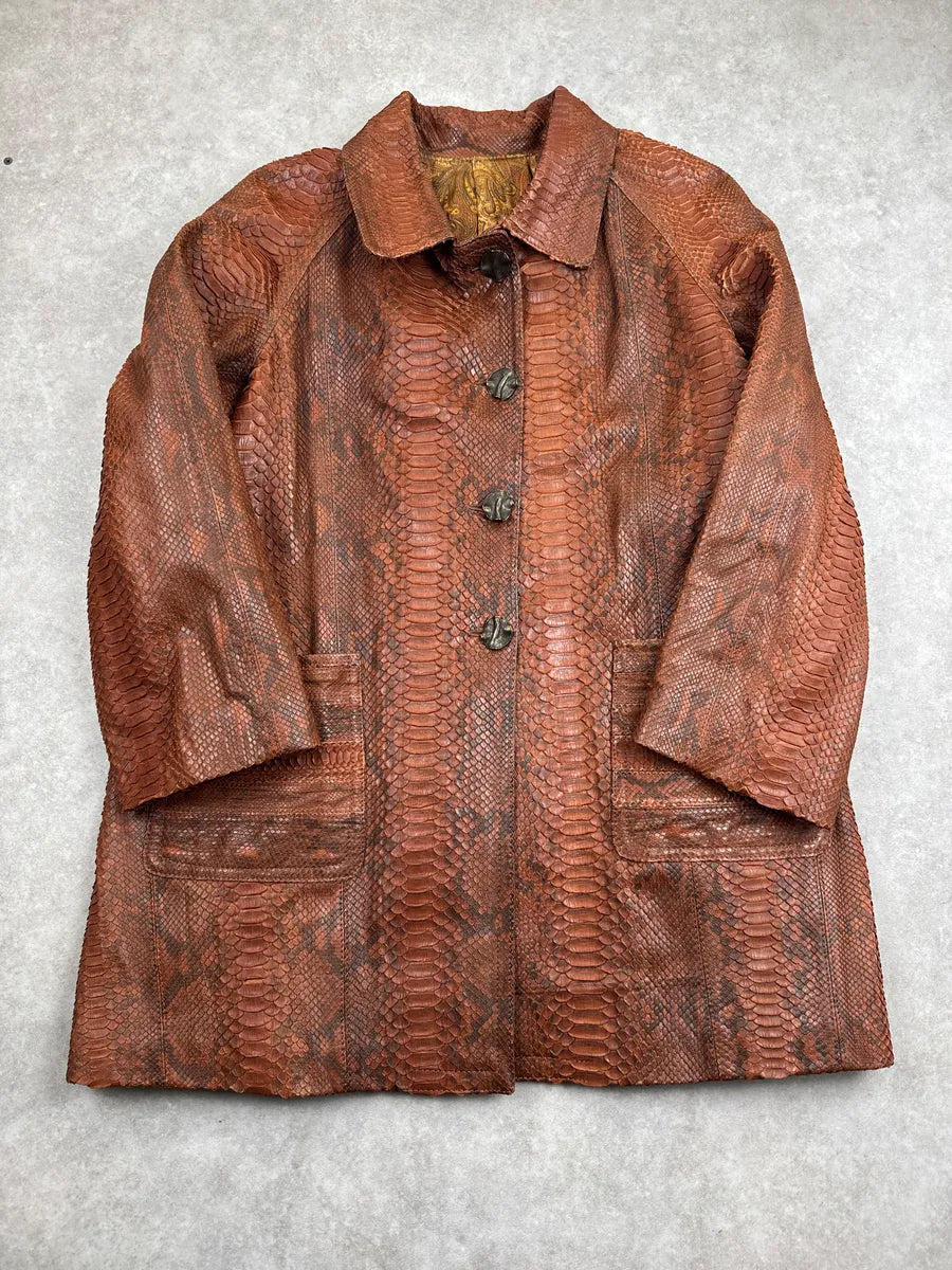 Archive Brown Snakeskin Paisley Lining Long Coat IMNxLOUI 2