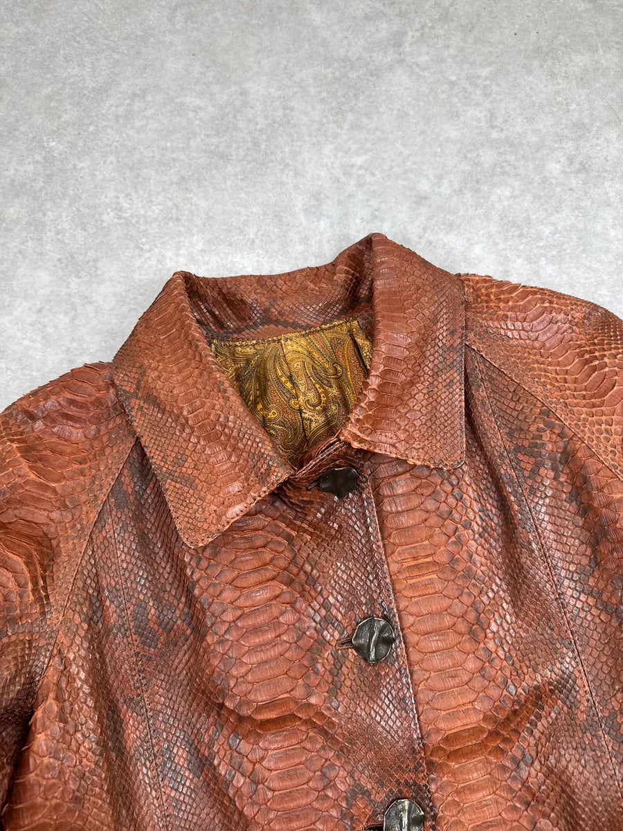 Archive Brown Snakeskin Paisley Lining Long Coat IMNxLOUI 8