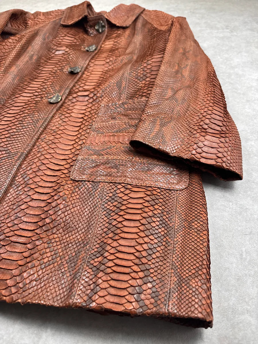 Archive Brown Snakeskin Paisley Lining Long Coat IMNxLOUI 3