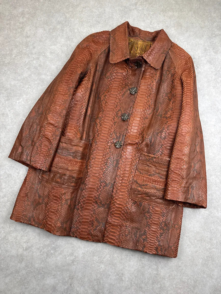 Archive Brown Snakeskin Paisley Lining Long Coat IMNxLOUI 4
