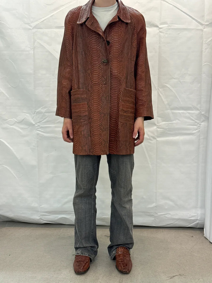 Archive Brown Snakeskin Paisley Lining Long Coat IMNxLOUI 5