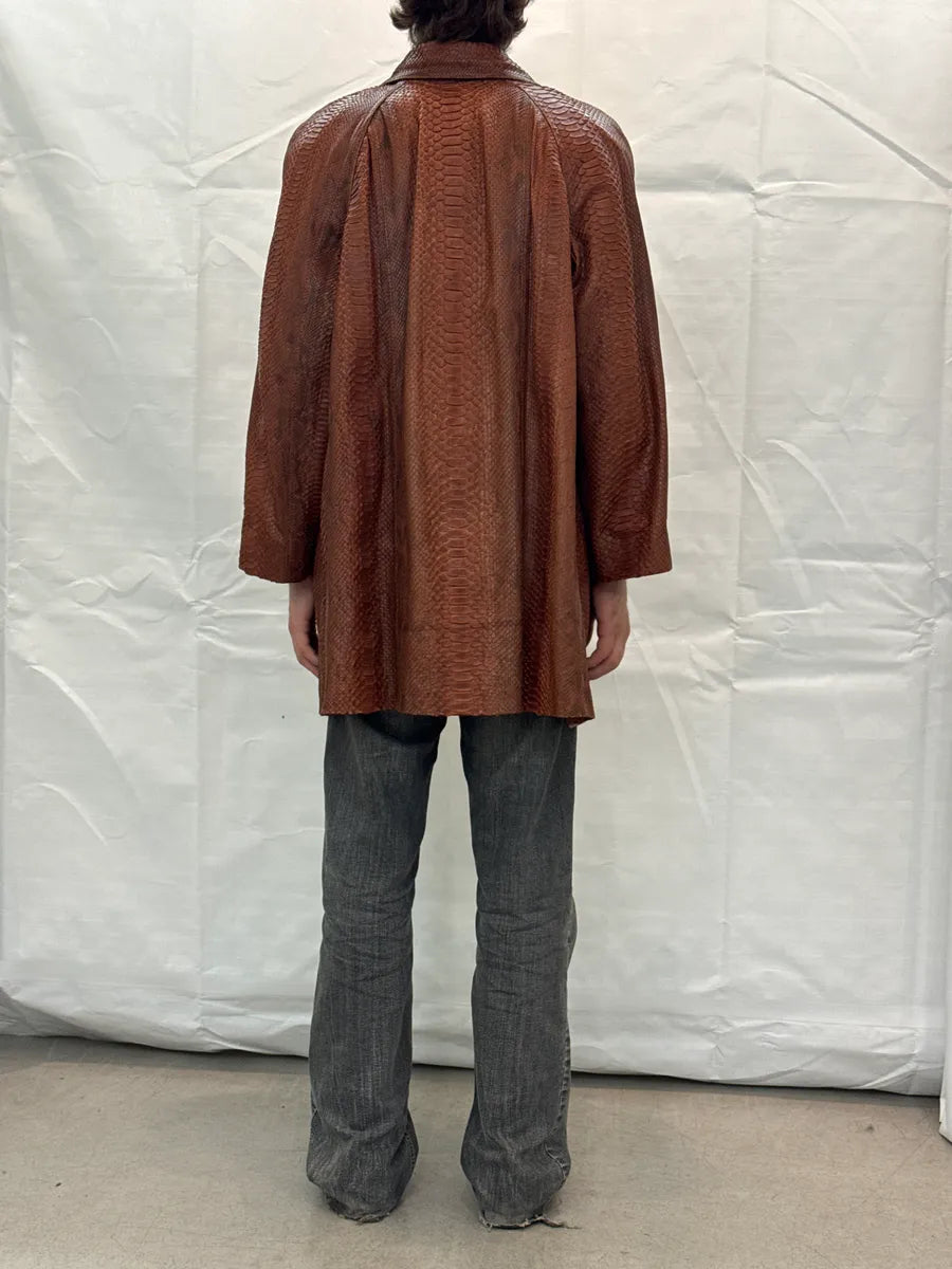 Archive Brown Snakeskin Paisley Lining Long Coat IMNxLOUI 6