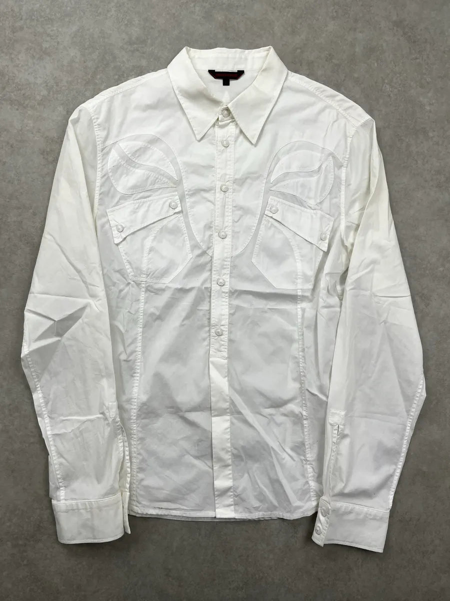 SS2002 Roberto Cavalli White Western Shirt IMpiiTGj 0