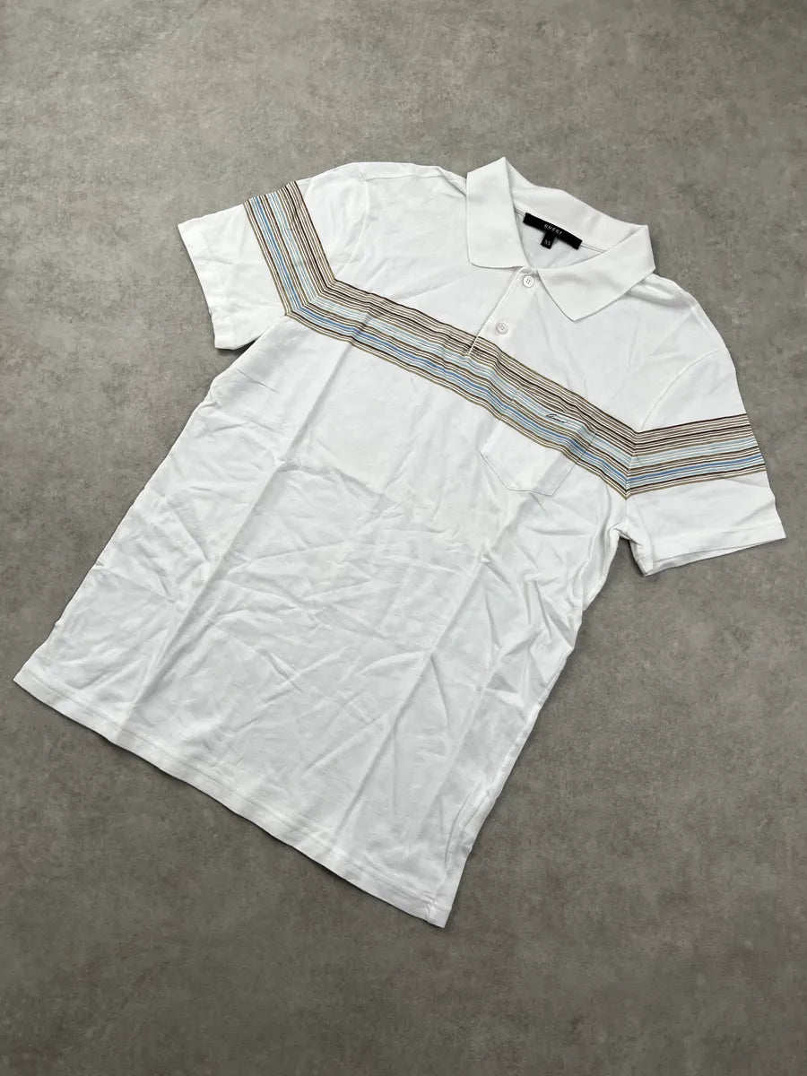SS2009 Gucci White Horizontal Stripe Logo Polo IPqMUqEL 4