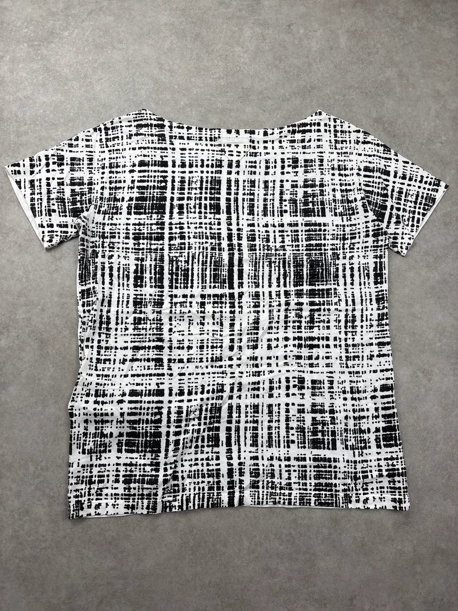 SS2011 Prada White Abstract Grid Boat Neck T-Shirt IQAxjgvz 5