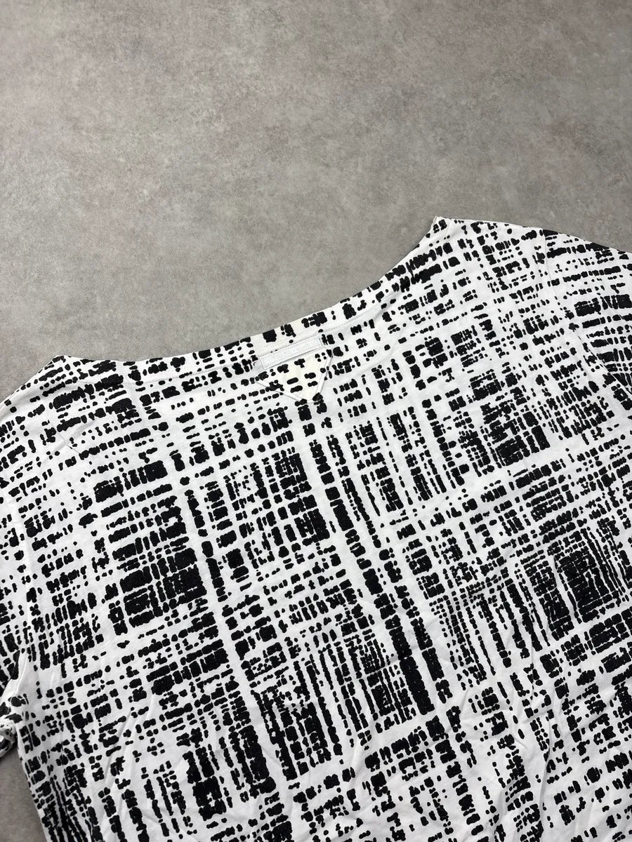 SS2011 Prada White Abstract Grid Boat Neck T-Shirt IQAxjgvz 6