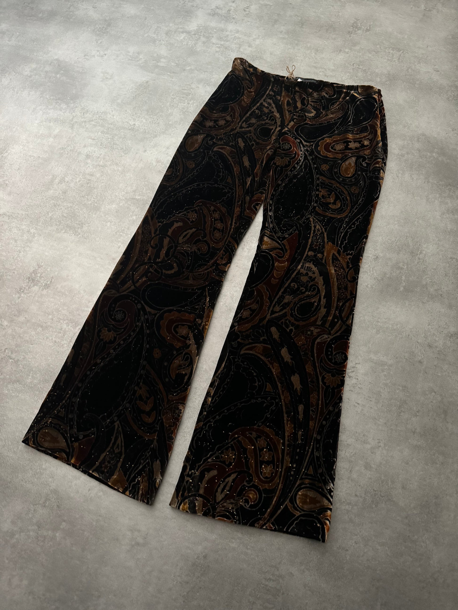 AW1999 Roberto Cavalli Obscure Orange Space Smooth Velvet Pants (M) - 5