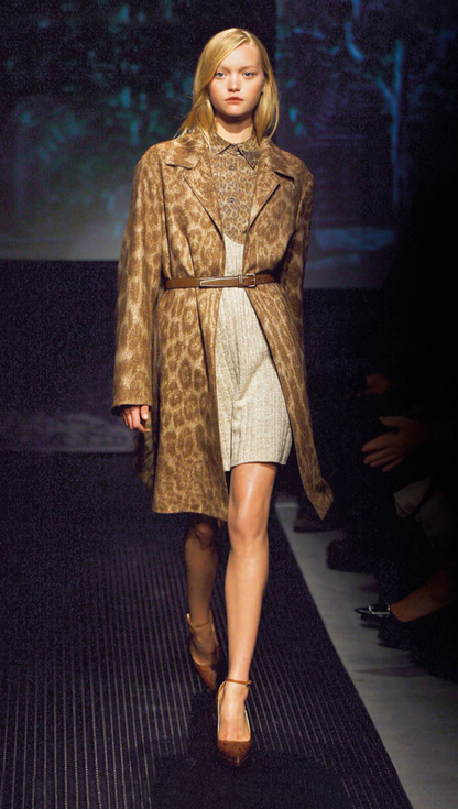 AW2006 Prada Wool Glamour Leopard Effect Trench Jacket  (S) - 2