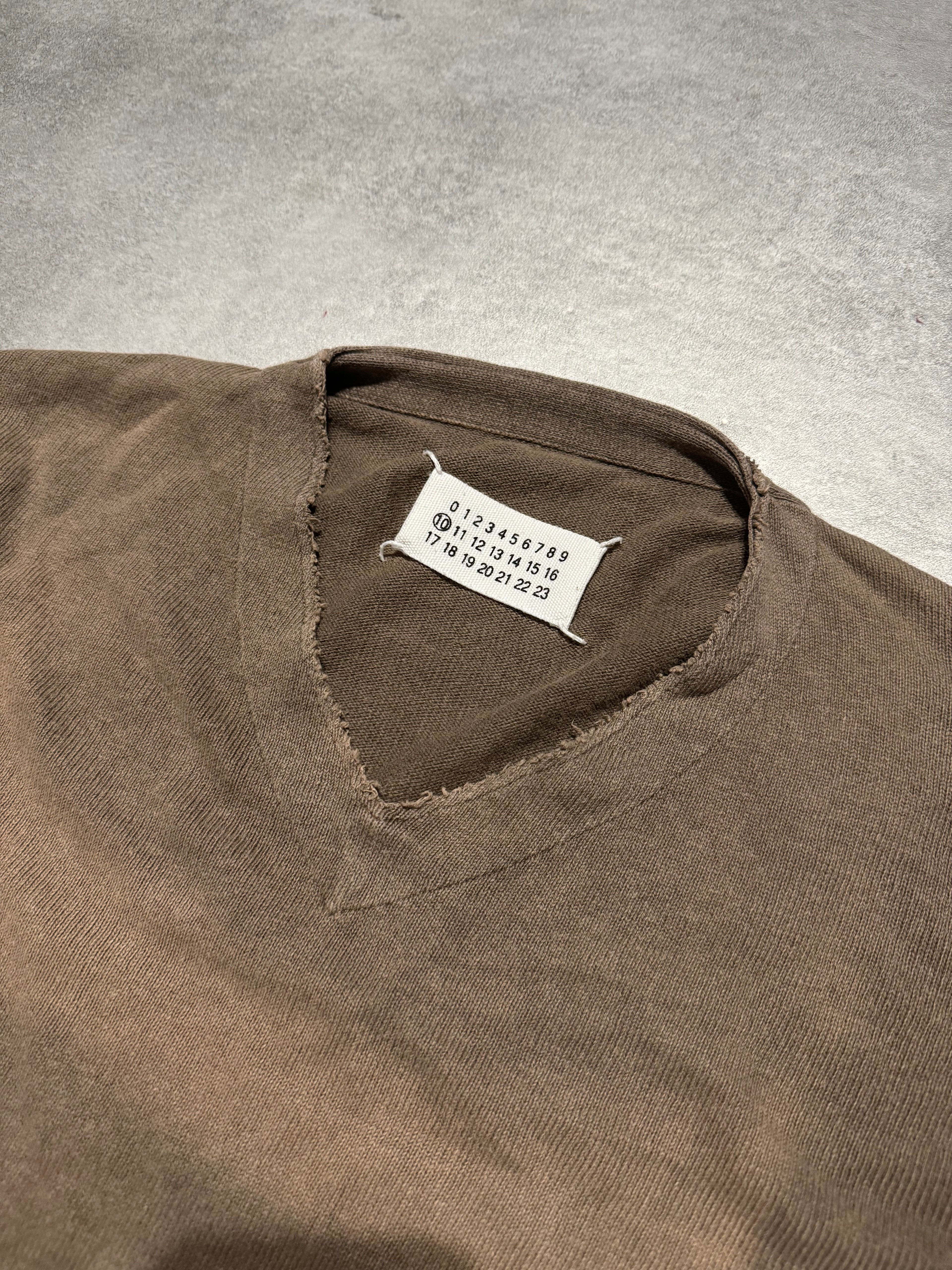 2000s Maison Martin Margiela Brown Faded V Sweater (M) - 10