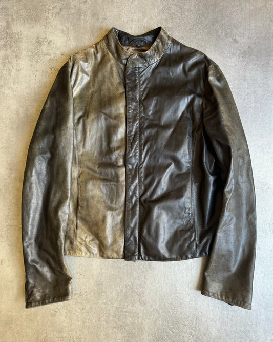 AW2019 Giorgio Armani Faded Samurai Leather Jacket (M) - 1