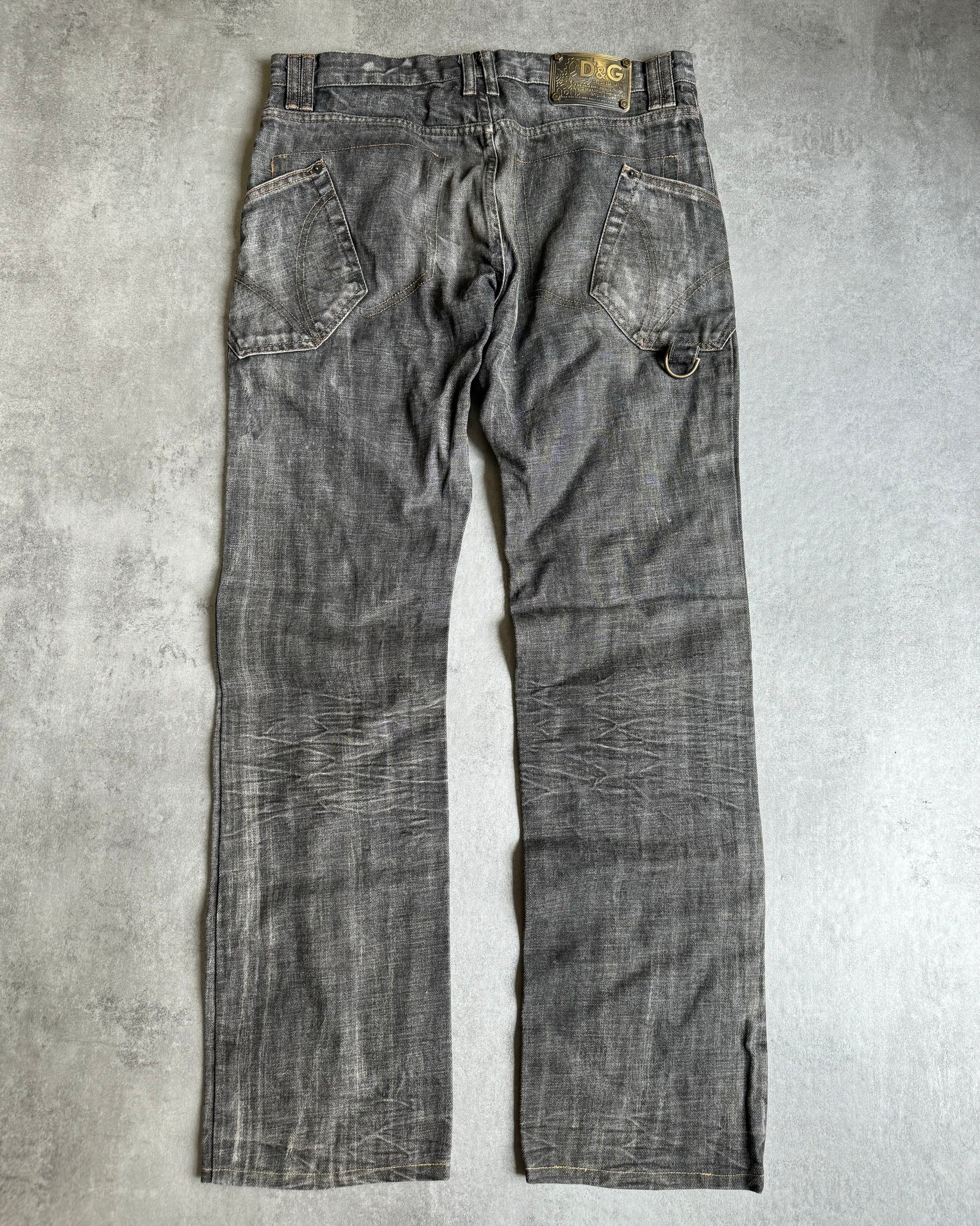 AW2003 Dolce & Gabbana Grey Eroded Denim Jeans (L) - 2