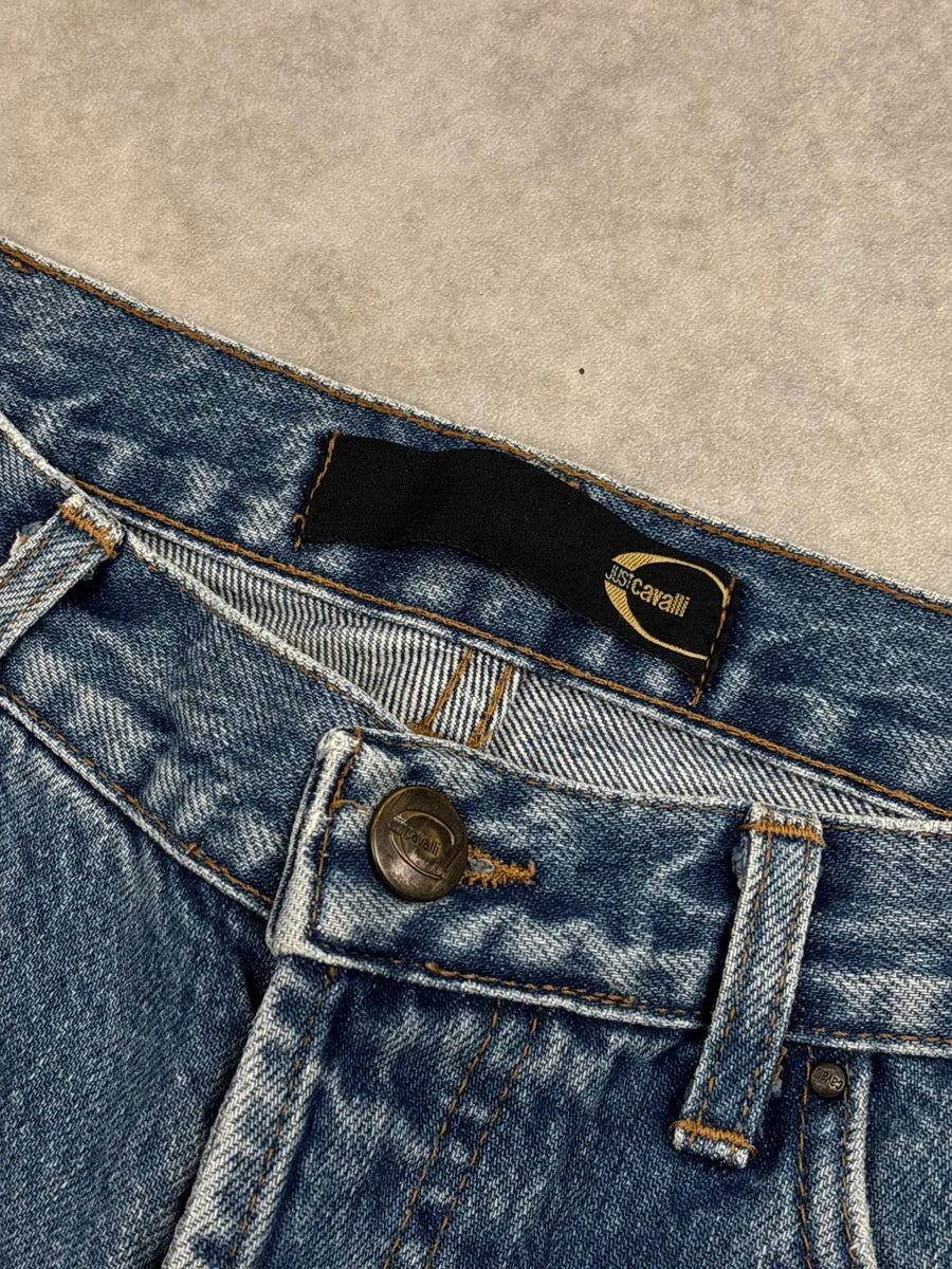 2000s Cavalli Mid Blue Eroded Denim Jeans ITmeutct 9