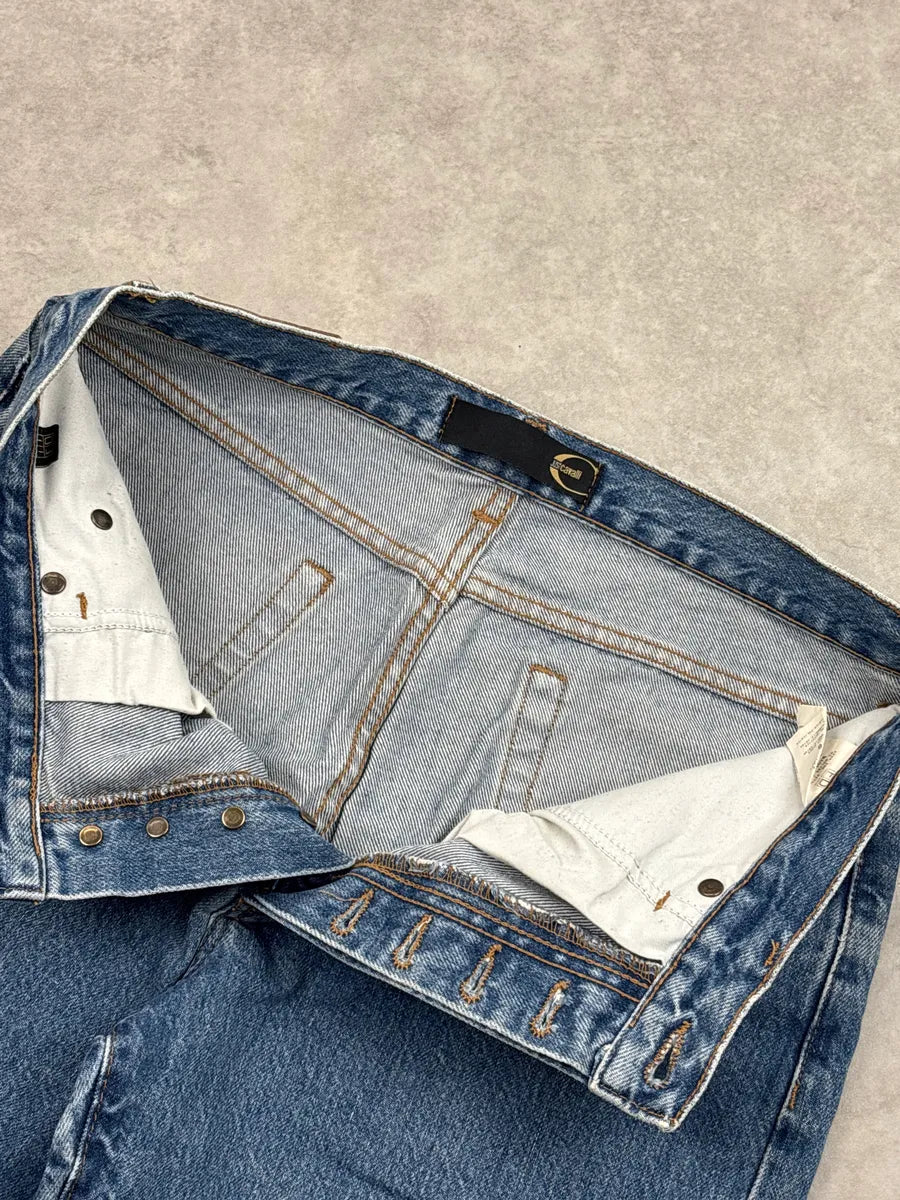 2000s Cavalli Mid Blue Eroded Denim Jeans ITmeutct 10