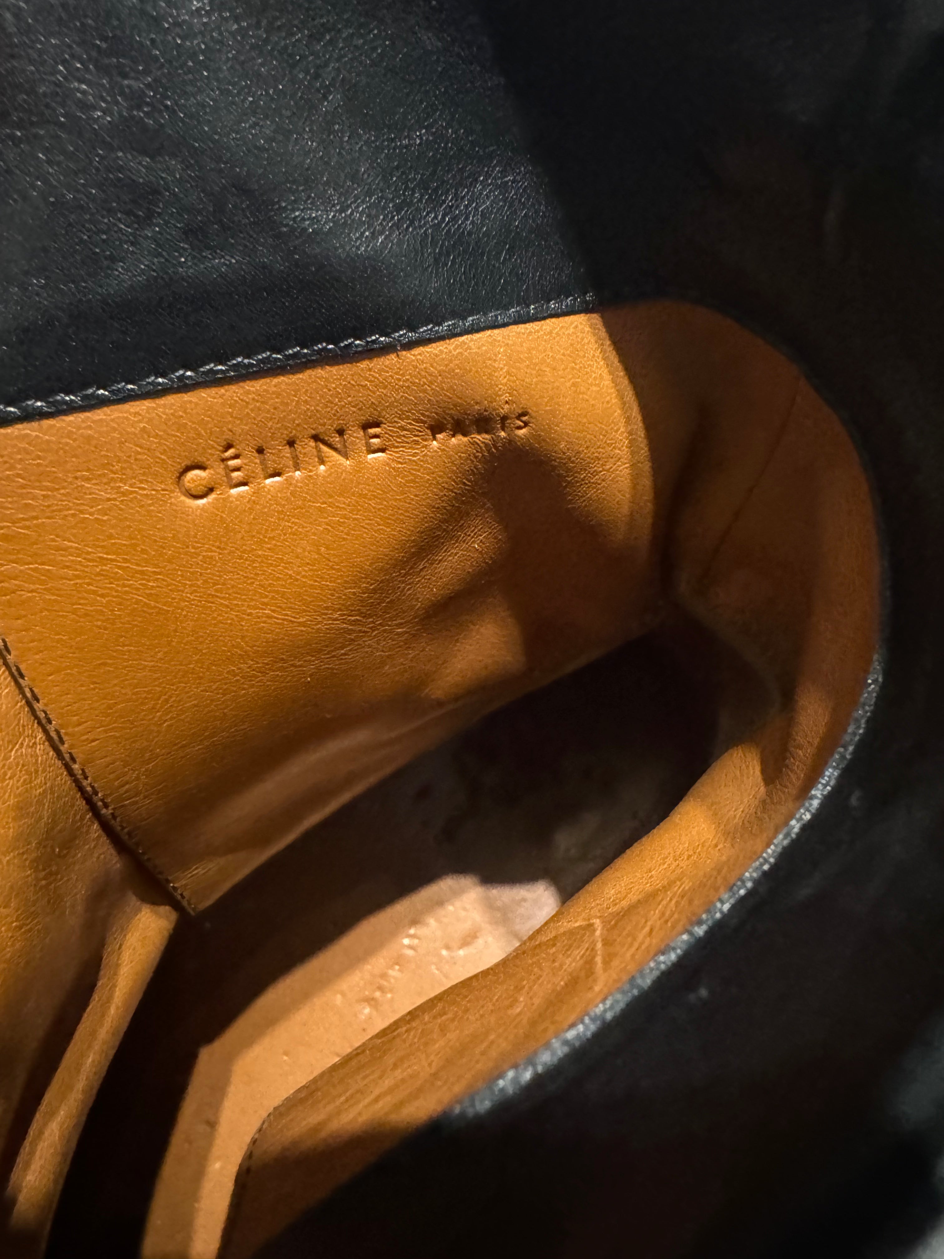 Celine Black Strap Leather Minimalist Boots (40) - 5