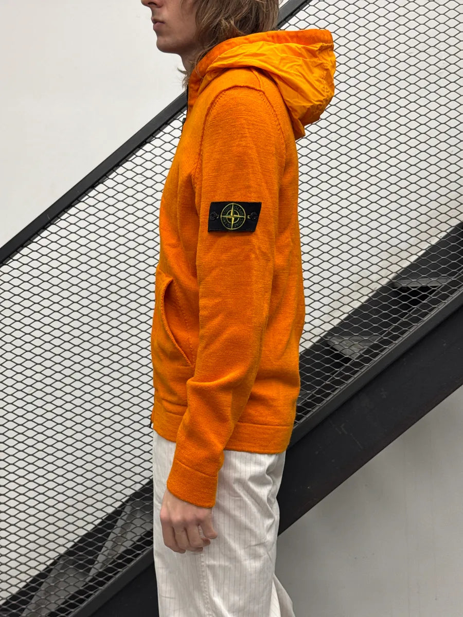 Stone Island Orange Compass Logo Contrast Hood Light Jacket IYRzShiw 3