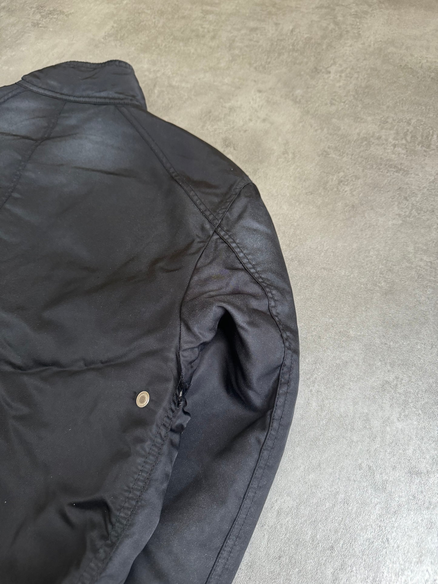 2000s Armani Black Washed Drift Bomber Jacket (L) - 4