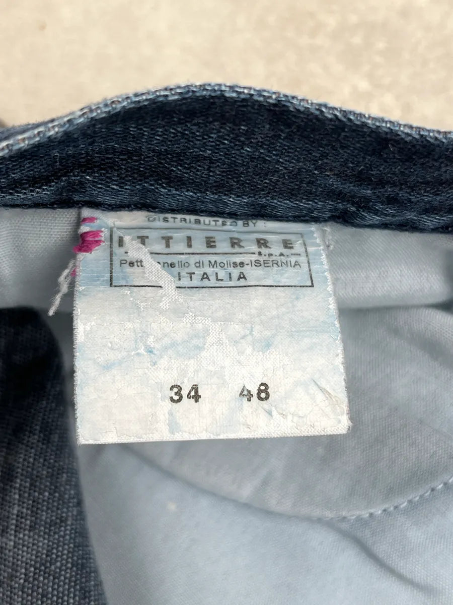 AW2005 Cavalli Dark Blue Denim Distressed Straight Leg Jeans IaTSRmBO 10