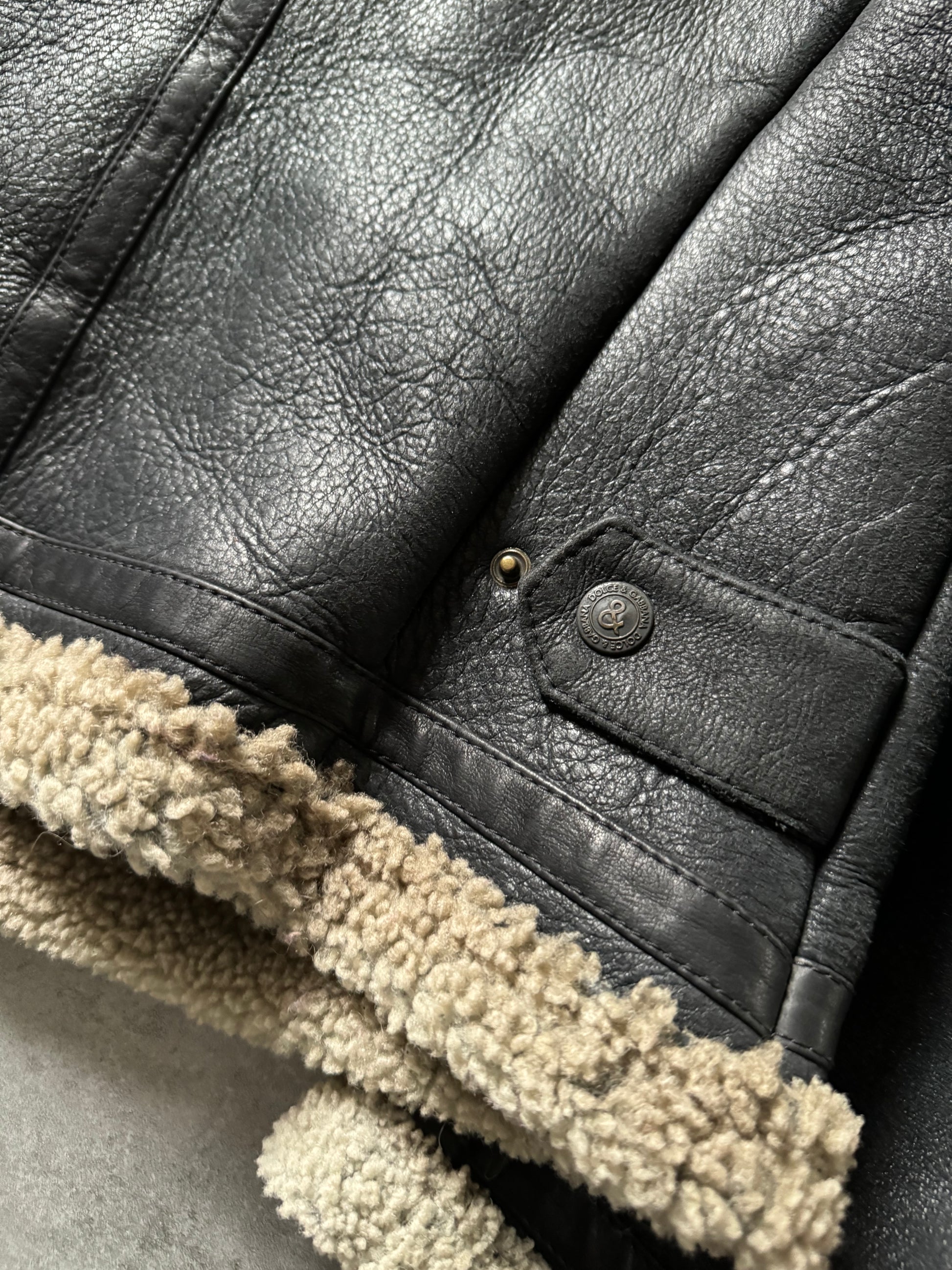1990s Dolce & Gabbana Shearling Leather Jacket  (S) - 6