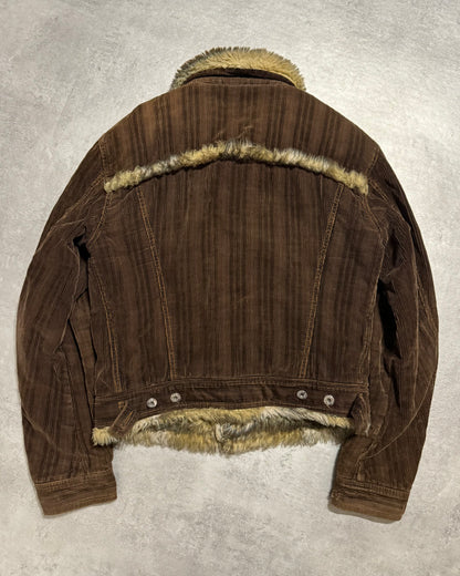 FW2001 Dolce & Gabbana Fur Striped Corduroy Jacket (M/L) - 5