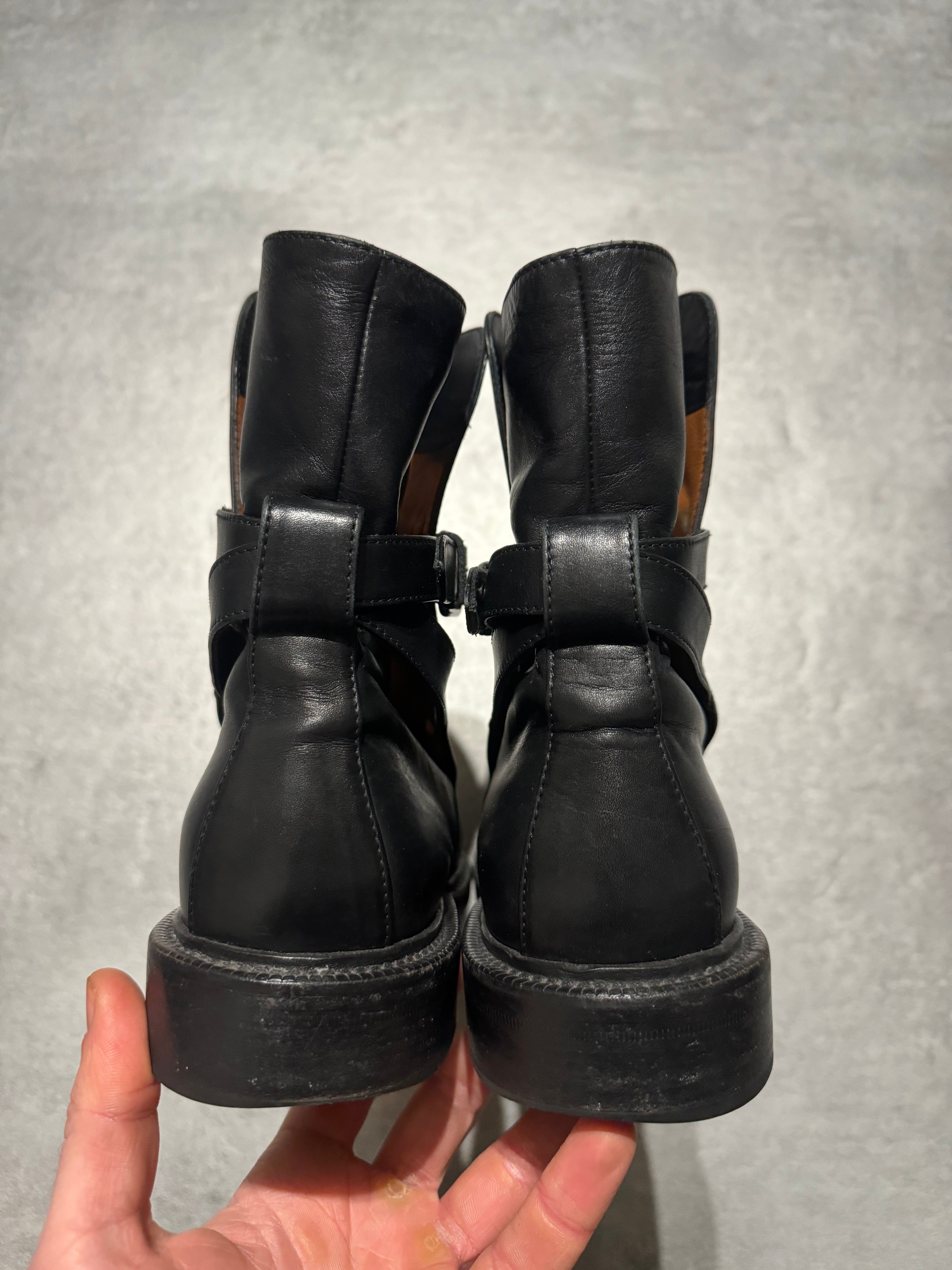 Celine Black Strap Leather Minimalist Boots (40) - 3