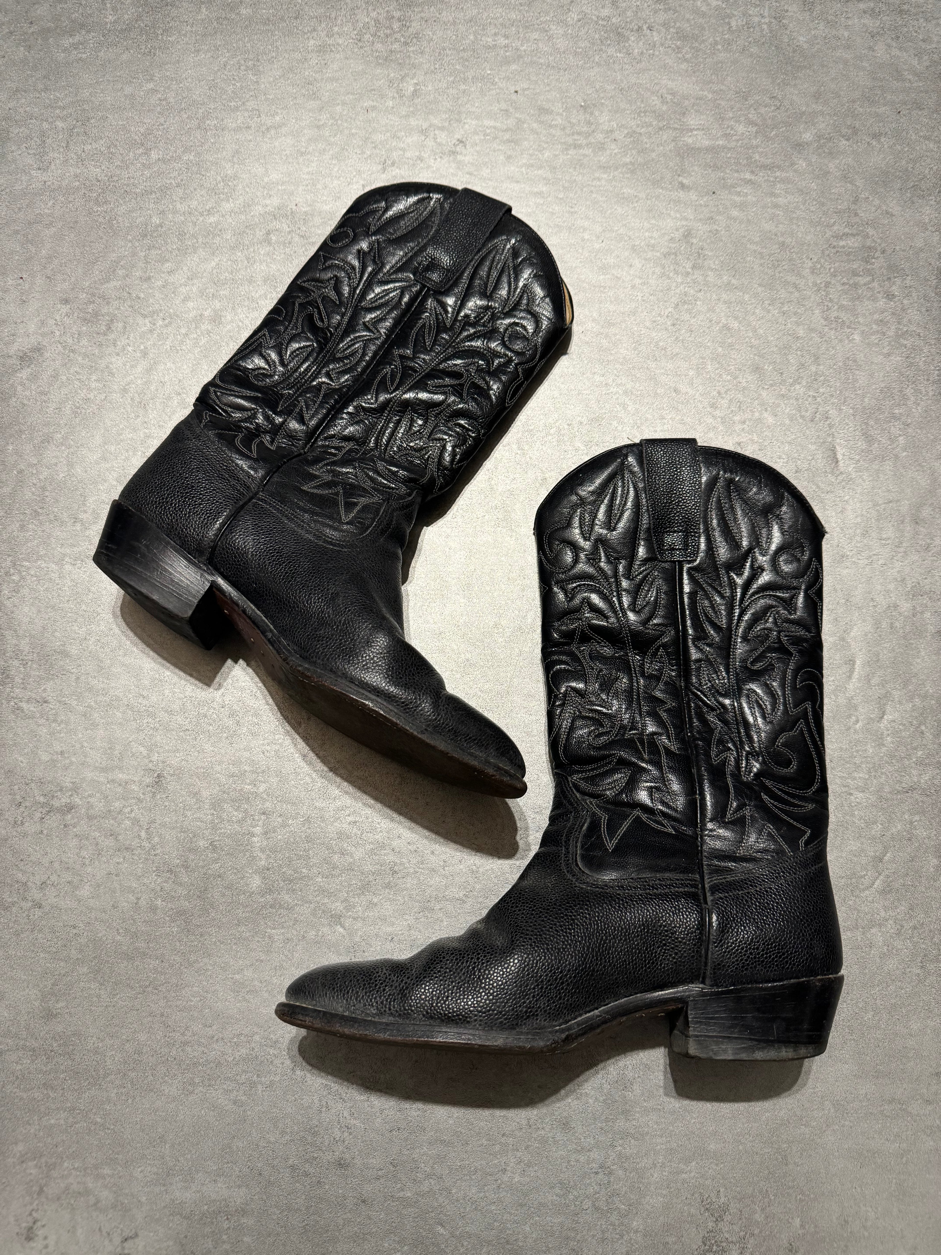 2000s Cow-Boy Black Santiags Boots  (42) - 2