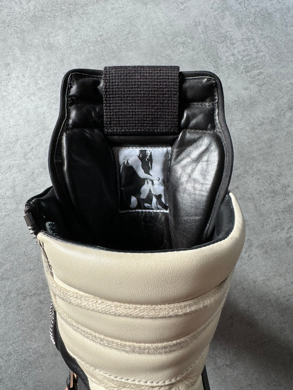 Rick Owens Black & White Leather Geobasket  (41) - 10