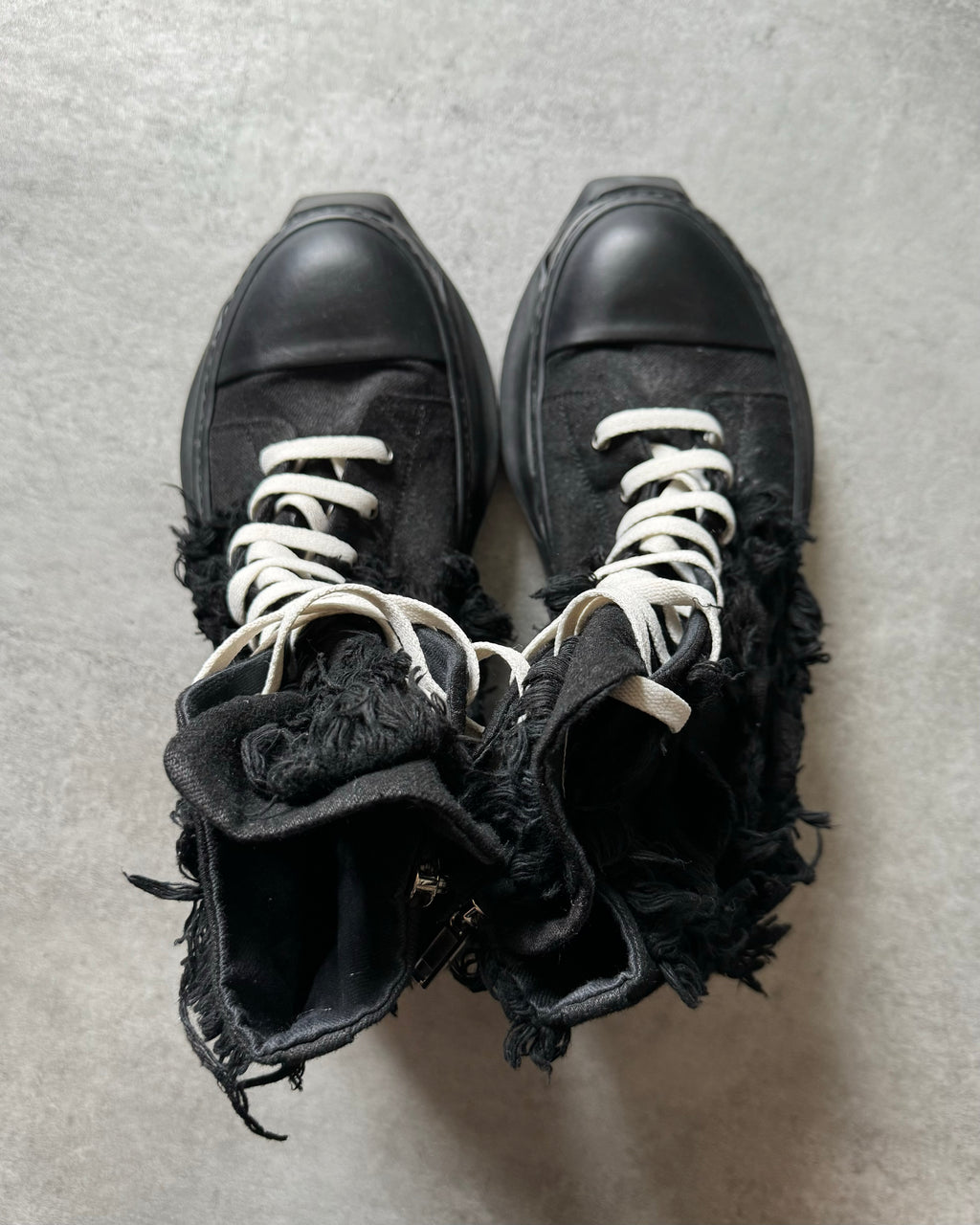Rick Owens DRKSHDW Abstract Gethsemane Distressed Black Shoes Rick Owens DRKSHDW Abstract Gethsemane Distressed Black Shoes