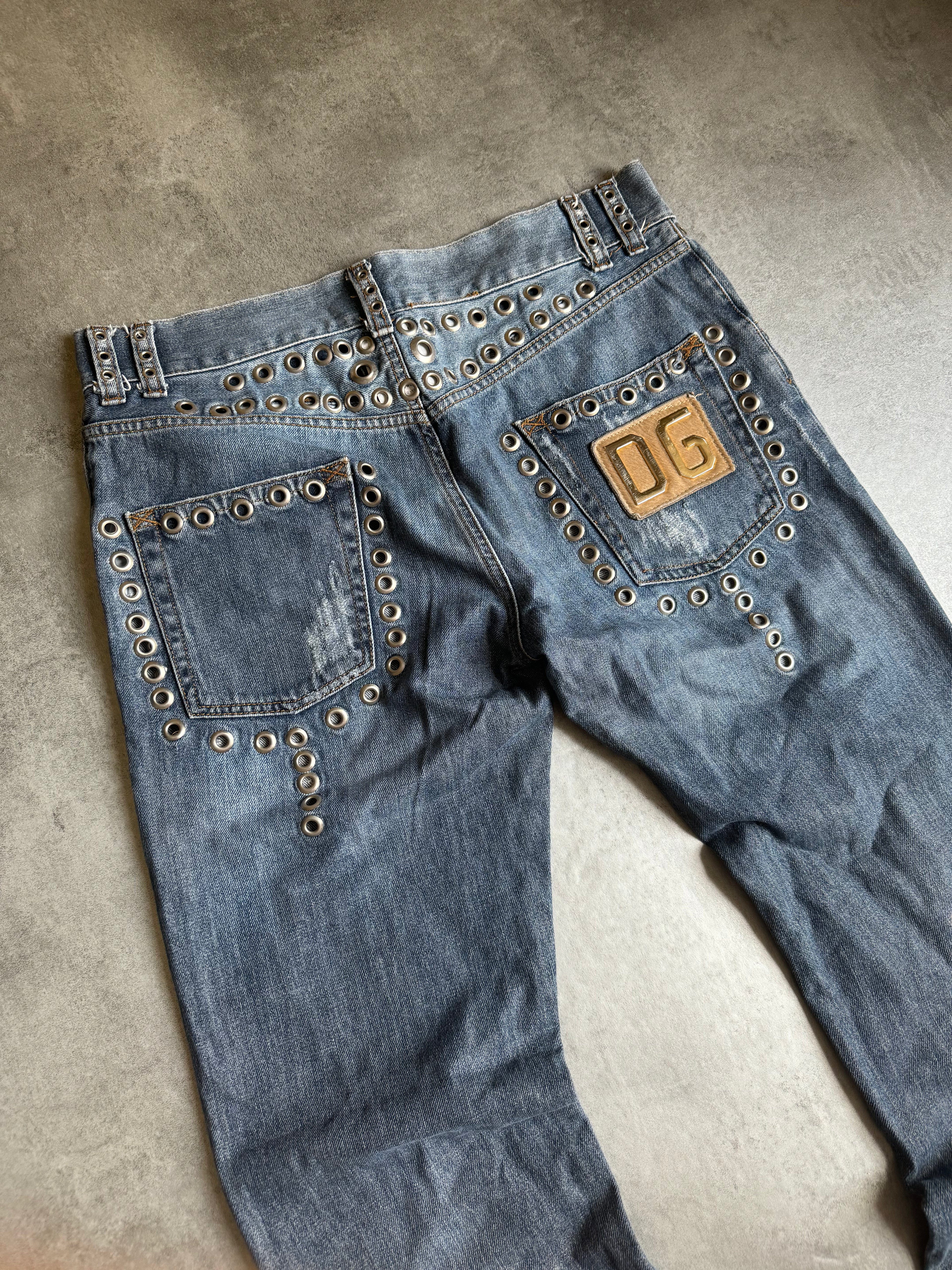 SS2006 Dolce & Gabbana Eyeled Denim Savage Pants (L) - 6