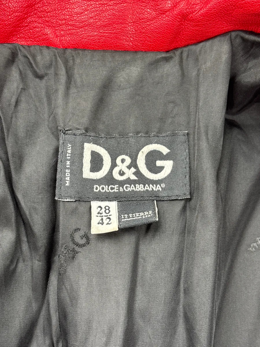 2000s Dolce & Gabbana Red Shearling Panel Biker Leather Jacket IpSQVXBp 12