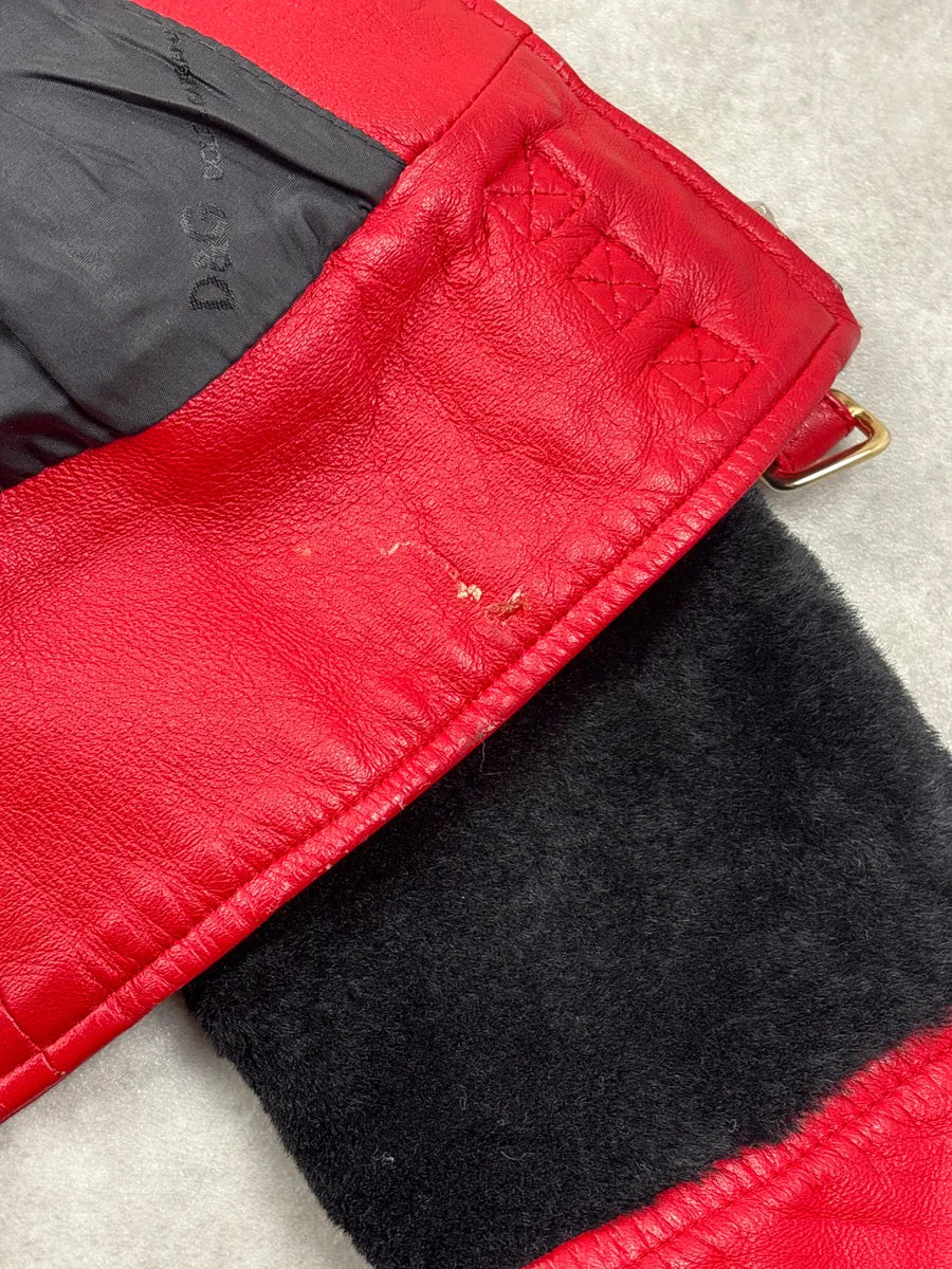 2000s Dolce & Gabbana Red Shearling Panel Biker Leather Jacket IpSQVXBp 11