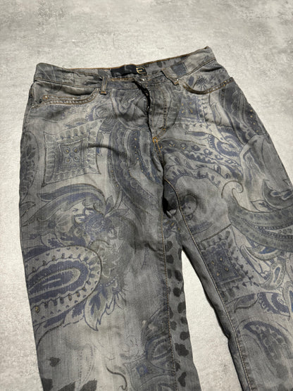 SS2006 Cavalli Contemporary Panther Astro Grey Pants (S) - 7