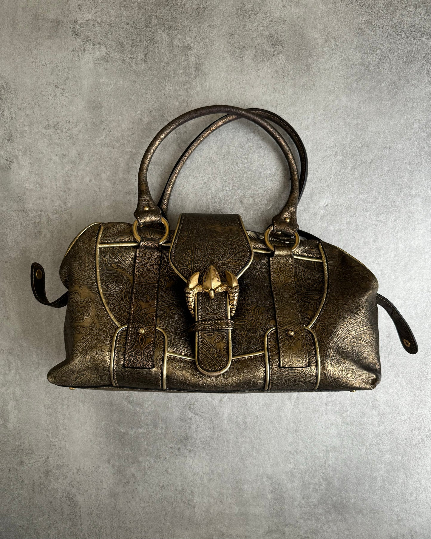 AW2007 Cavalli Gold Patterned Leather Buckle Bag (OS) - 7