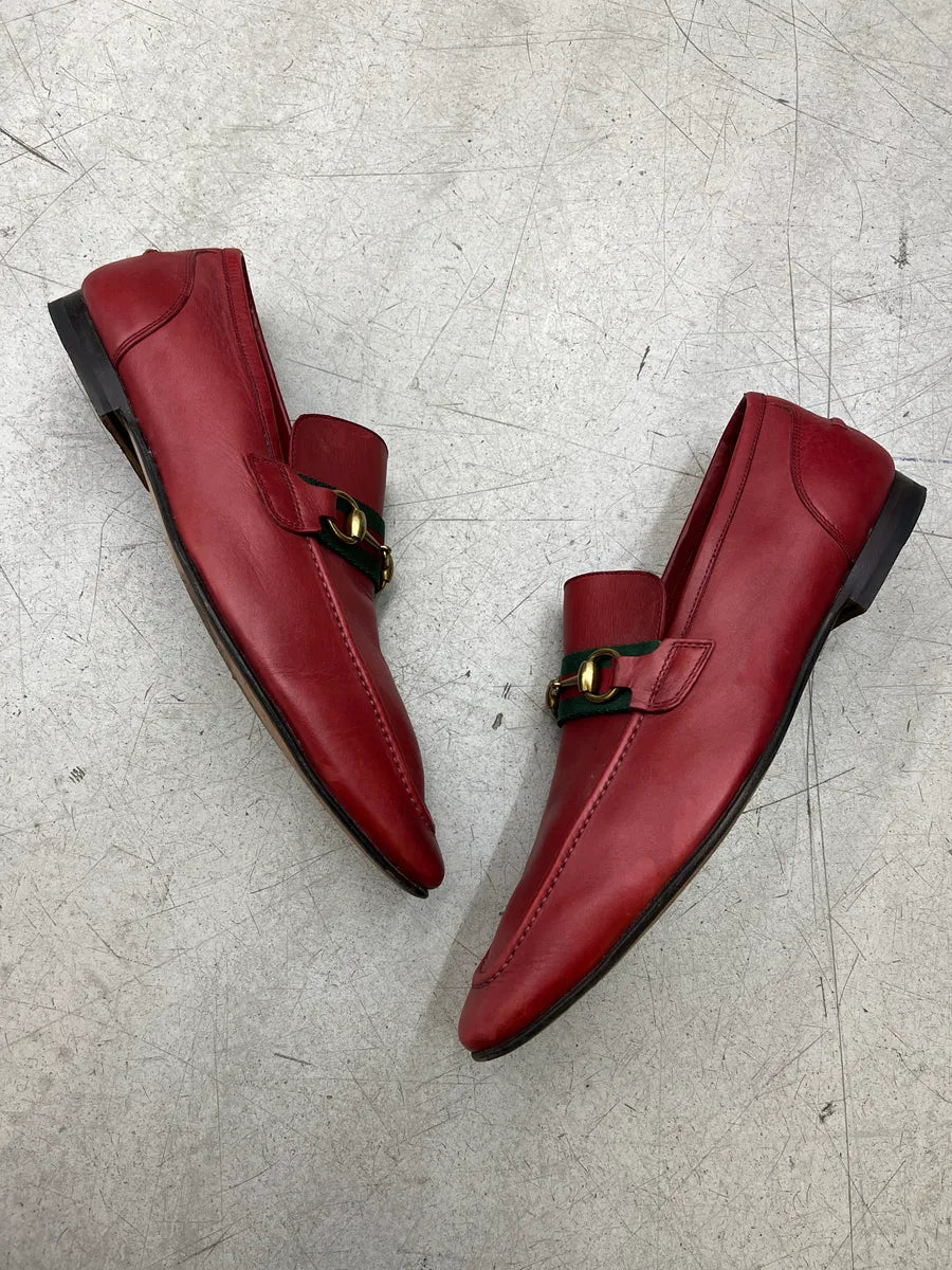 2000s Gucci Horsebit Red Leather Loafers IqzqZfgT 1