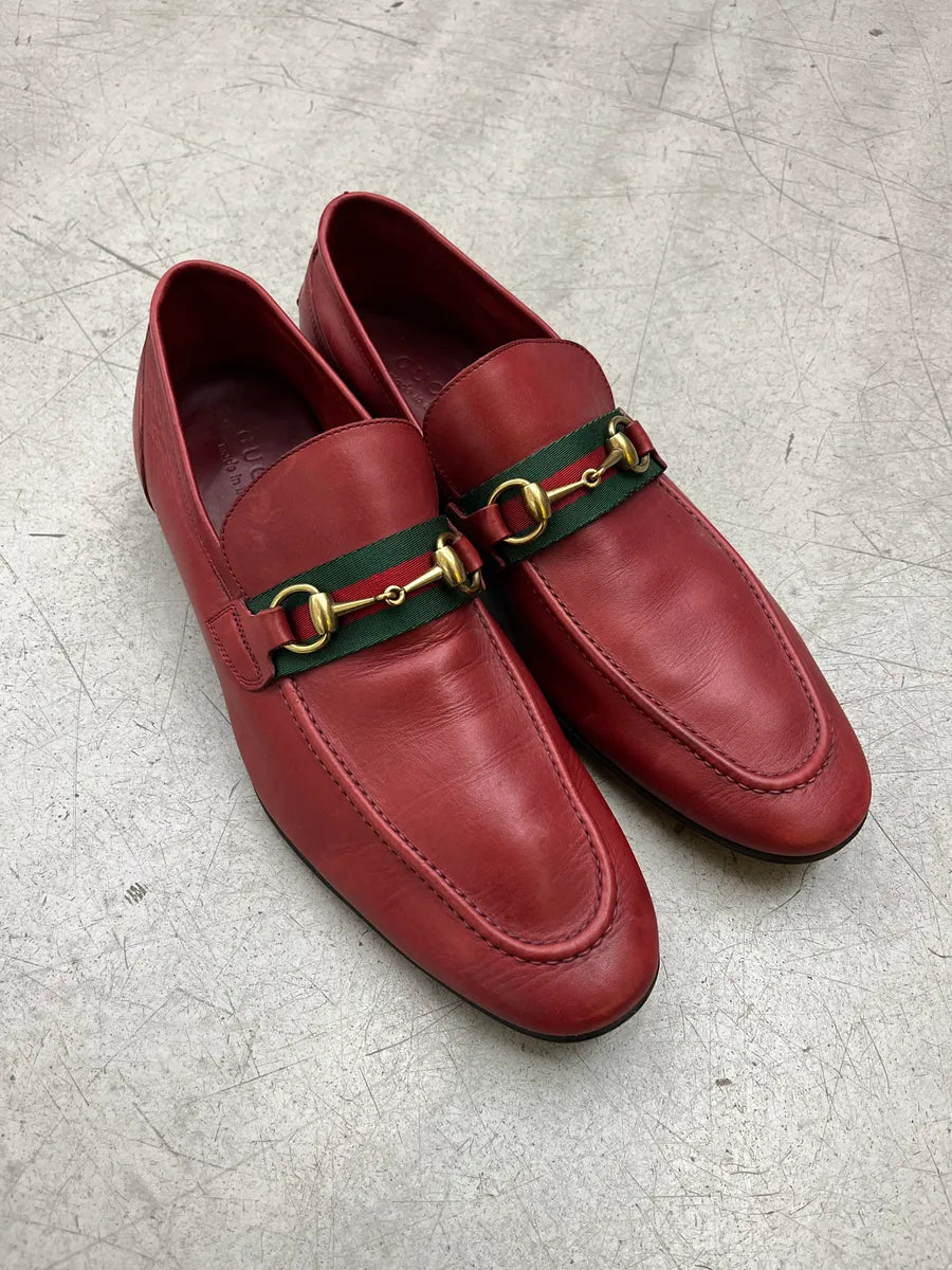 2000s Gucci Horsebit Red Leather Loafers IqzqZfgT 3
