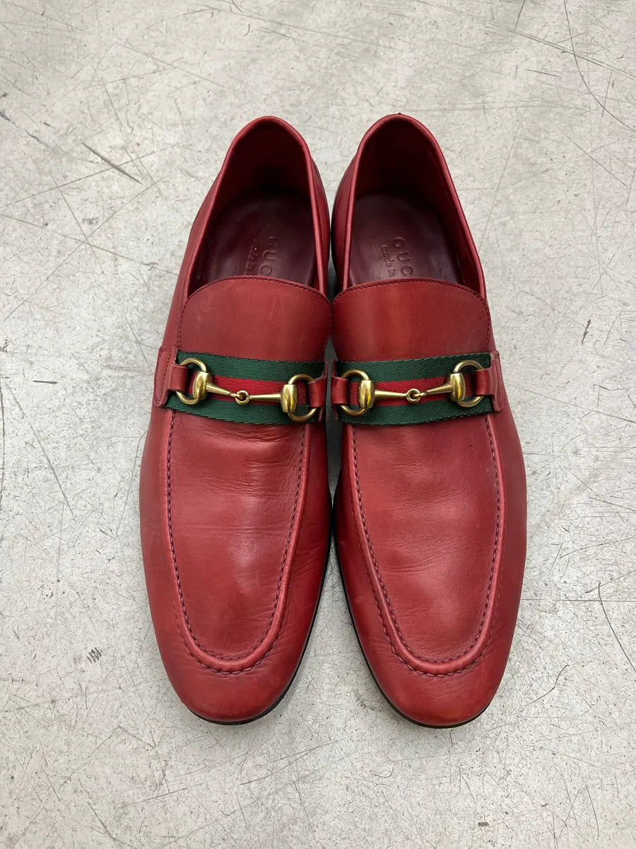 2000s Gucci Horsebit Red Leather Loafers IqzqZfgT 4