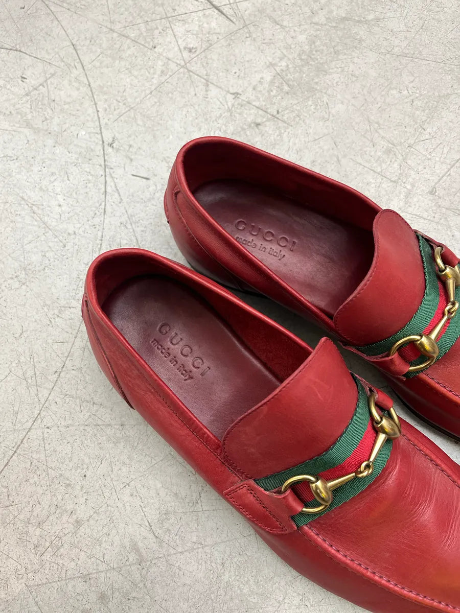 2000s Gucci Horsebit Red Leather Loafers IqzqZfgT 8