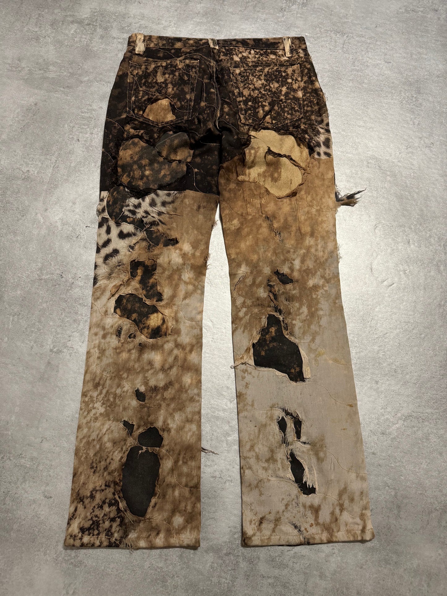 2000s Roberto Cavalli Deconstructed Leopard Magma Exploration Pants (S) - 2