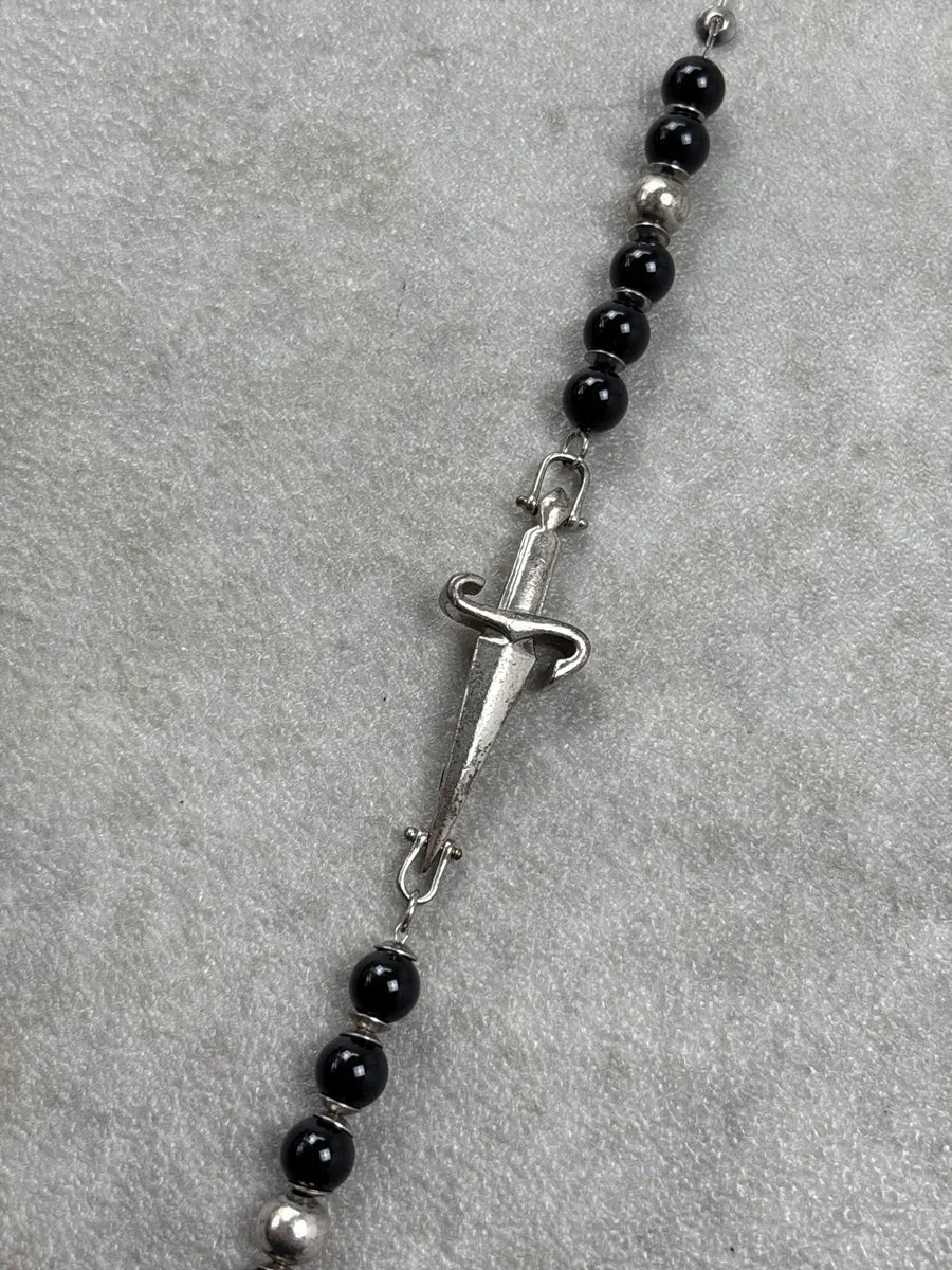 Paciotti Black Dagger Charm Beaded Bracelet IsTpjszC 5