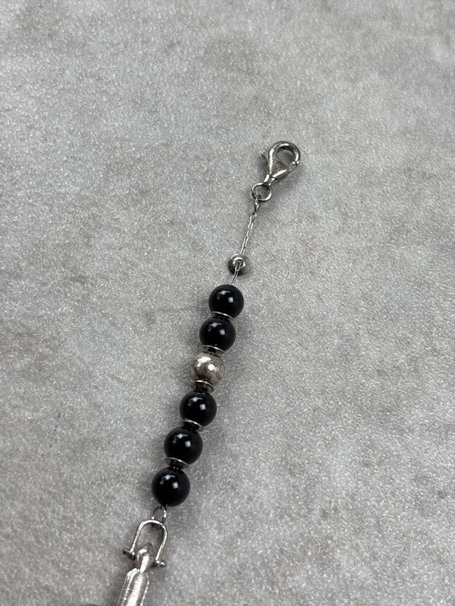 Paciotti Black Dagger Charm Beaded Bracelet IsTpjszC 6