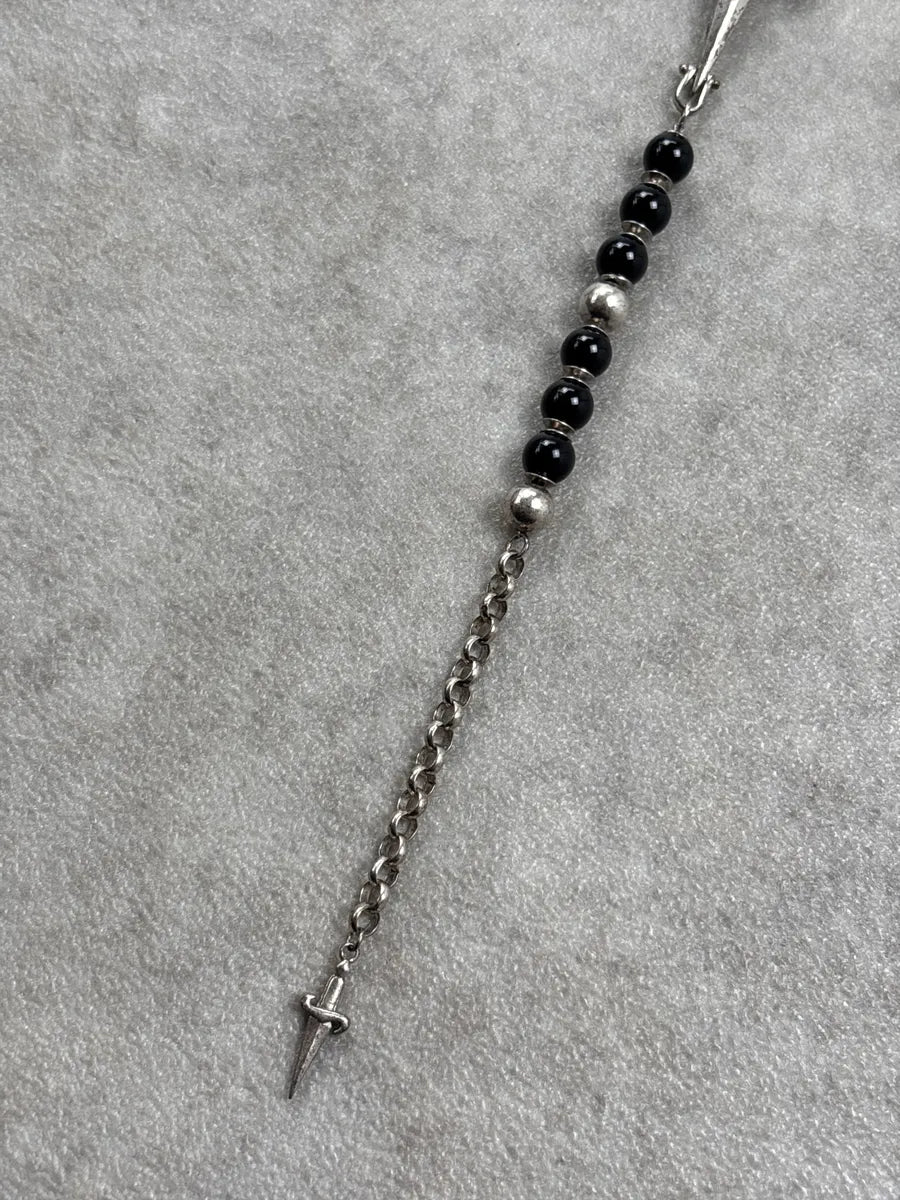 Paciotti Black Dagger Charm Beaded Bracelet IsTpjszC 7