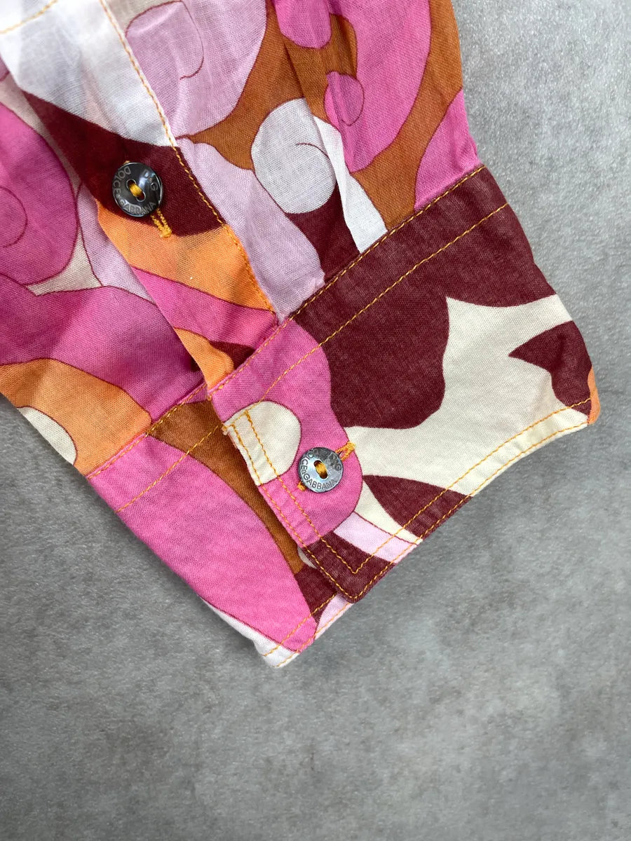 SS2004 Dolce & Gabbana Psychedelic Floral Pink Button Shirt IwKyBKFL 8